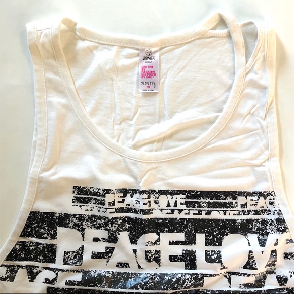 White Zumba Peace Love Tank Top - Picture 2 of 7